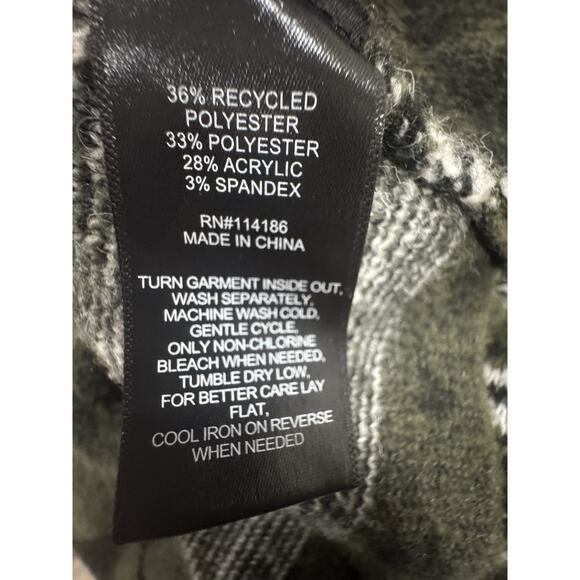 Frye Aztec Frye Cardigan Olive Green Black Open Front Knit Duster Sweater - Picture 6 of 8